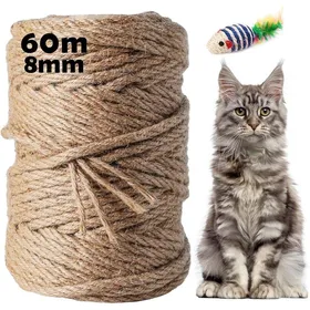 Meilleurs prix pour Corde Arbre à Chat 60M x 8MM 1 Pièces Corde en Sisal Naturelle Ficelle Arbre à Chat Corde Sisal pour Remplacement Jardinage DIY