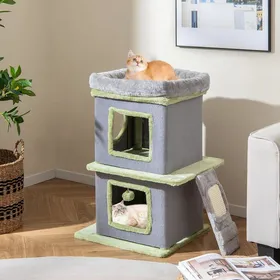 Comparer les prix de GIANTEX 3PCS Arbre à Chat Hauteur 94 CM Étagères Murales Poteau en Sisal Centre dActivités pour Chaton avec Surface en Peluch