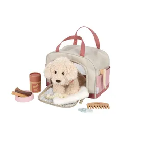 Meilleurs prix pour Peluche - SMALL FOOT - Chien avec sac et kit de soins - Rose - Accessoires complets - Harnais amovible