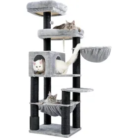 Meilleurs prix pour Arbre à chat XXL - HOLISANE - 168 cm - Hamac surdimensionné - Poteaux sisal Φ11 cm - Pour grands chats
