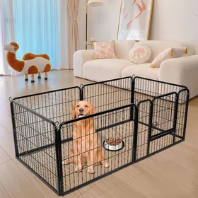 Meilleurs prix pour MIPAN. PARC À JEUX PLIABLE ET PORTABLE POUR ANIMAUX DE COMPAGNIE -  6 PIÈCES -  80 X 60 CM - NOIR