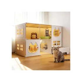 Meilleurs prix pour Cages pour chats à 2 niveaux pour intérieur avec toilettes pour chats grande cage pour chats panneaux de clôture de cage