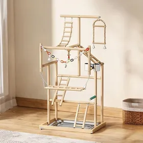 Meilleurs prix pour Perroquet sur pied multiniveau en acier inoxydable et bois naturel 4 plateaux aire de jeux pour oiseaux