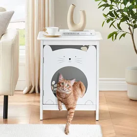 Meilleurs prix pour Maison de Toilette pour Chats, avec Porte et Trous de Ventilation, pour Salon, Chambre, Entrée,47,5 × 50,8 × 60,5 cm,BLANC