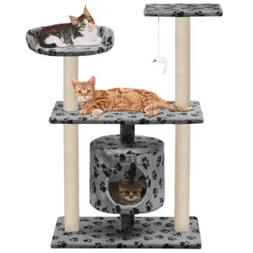 Comparer les prix de Arbre à chat - vidaXL - 95 cm - Gris - Griffoir sisal - Motif pattes