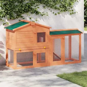 Comparer les prix de Clapier dextérieur pour petits animaux - vidaXL - 2 étages - 145x45x84 cm - Bois de sapin massif - Treillis métallique
