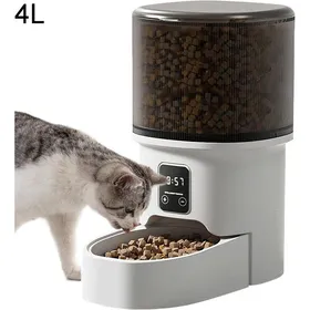 Comparer les prix de Distributeur Croquettes Chat Automatique - 4L - avec Minuterie Programmable - 1 à 6 Repas par Jour pour Chats et Petits Chiens