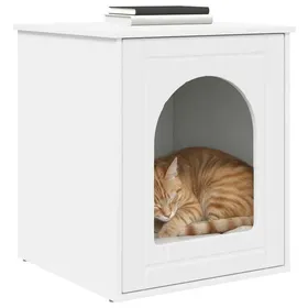Meilleurs prix pour Maison pour chat minimaliste - vidaXL - bois dingénierie - blanc - 53 x 52 x 62 cm - Capacité 60 kg - usage intérieur ipx81l741