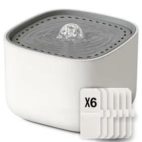 Comparer les prix de Fontaine a Eau Chat 2.5L + Lot de 4 Filtres  Fontaine à Eau pour Chat Super Silencieuse avec Filtration Avancée