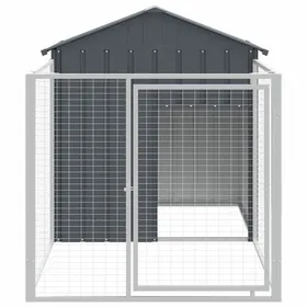 Meilleurs prix pour BESTLIFE Niche pour chien avec cour anthracite 117x201x123 cmavec manuel de montage（63464411）VIDAXL