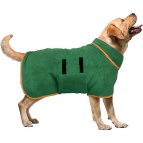 Comparer les prix de Peignoir en microfibre pour chien - Taille L - 25-35 kg - Peignoir super absorbant pour animaux Longueur dos 74 cm - Ver Étiquette