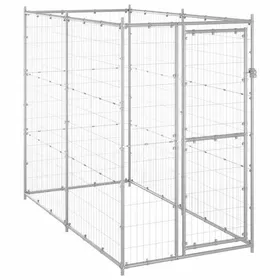 Comparer les prix de Solde 2026parc polyvalent/grande cage pour chien Argent - Chenil extérieur pour chiens Acier galvanisé 110x220x180cm 26.8 Kg 35101