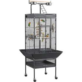 Meilleurs prix pour Grande Cage Oiseau Volière Perroquet Perruche Canari sur Roulettes - Noire Usage Intérieur et Extérieur