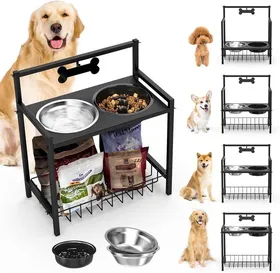 Meilleurs prix pour Gamelle Surélevée Pour Chien,4 Hauteurs Réglables Bol Pour Chien Surélevé,Antidérapants Porte-Gamelle Chien Avec 2 Gamelles En Aci