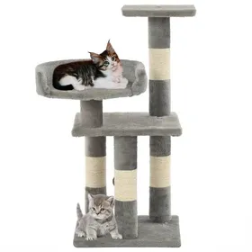 Meilleurs prix pour @FRENCH Arbre à chatMeuble relax à chat - TOP VENTES - avec griffoirs en sisal 65cm Gris 7031250