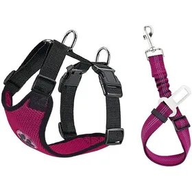 Meilleurs prix pour Ensemble de Harnais et Laisse de sécurité de Voiture,Multifonction Tissu Réglable Respirant Gilet Ordinaire Harnais avec Ceinture