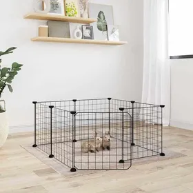 Comparer les prix de Automne/hiverCage pour animaux de compagnie à 8 panneaux avec porte noire 35x35cm acier - Grande Taille &FR_704558