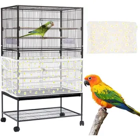 Comparer les prix de Housse pour cage à oiseaux – Filet blanc à marguerites cordon de serrage – Circonférence 220 cm – Anti-poussière et plumes