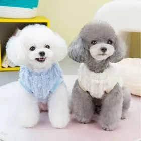 Comparer les prix de Pull polaire chaud pour petit chien 2 pièces vêtement dhiver pour chiot garçon et fille (bleu + kaki)