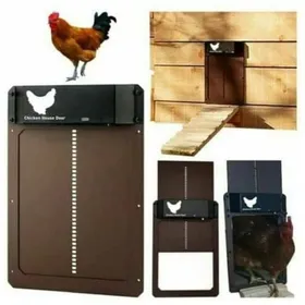 Meilleurs prix pour MHY® - Porte de poulailler automatique avec capteur de lumière. Étanche ouverture/fermeture auto sécurité pour volailles - brun