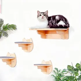 Comparer les prix de Mur descalade pour chat - SUTEO - Hamac XL - 4 pièces - Antidérapante - Bois - Installation murale - 3 niveaux