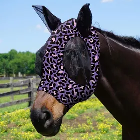 Meilleurs prix pour Masque de cheval respirant - Phoesky - Imprimé léopard violet - Anti-moustiques - Fournitures équestres