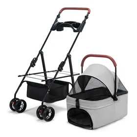Meilleurs prix pour Poussette pour chien et chat pliable et compacte sac de transport polyvalent adapté aux petits et moyens animaux de compagnie