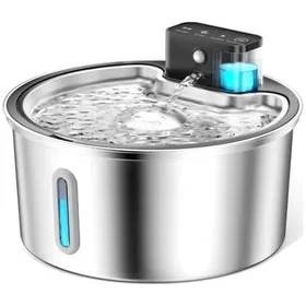 Comparer les prix de Fontaine à eau sans fil pour chat - Capacité 3 2L et batterie 4000mAh Détection de mouvement et filtre 4 étapes - Inox