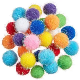 Meilleurs prix pour Balle de 3 cm pour chat - Jouet silencieux pour chat - Balle pour chaton - Boules de guirlandes pelucheuses - Jouet à paillettes