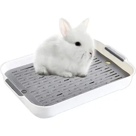 Meilleurs prix pour Bac à litière pour petits animaux - ZGEER - 27x185x37 cm - Blanc - Plastique - Grille amovible - Facile à nettoyer