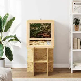Meilleurs prix pour Terrarium en OSB - MEUBLECHIC - 50x50x50 cm - Marron - Verre trempé - Thermomètre inclus - Durable