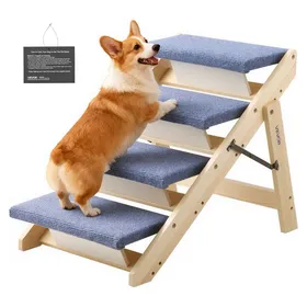 Comparer les prix de Escalier pour Chien Pliable 4 Marches-VEVOR-pour Chien Convertible en Rampe pour Canapé Lit Voiture Chats Chiens Animaux
