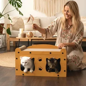 Meilleurs prix pour Roxlin Griffoir pour Chat Modèle TV – Maison en Carton avec Surface à Griffer et Jouet pour Chatons & Chats Adultes