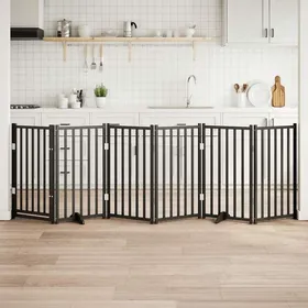 Meilleurs prix pour Barrière pour chiens en bois - vidaXL - 6 panneaux - Bois de sapin massif - Noir - 50x90x2 cm par panneau
