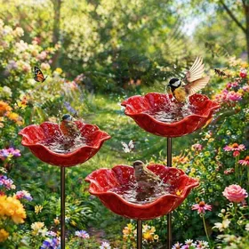 Comparer les prix de Bain doiseaux et abreuvoir à abeilles artisanal en métal (motif fleur sur tige) coupelle deau pour pollinisateurs améliorée et...