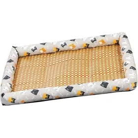 Meilleurs prix pour Tapis rafraîchissant en lin & rotin tressé – Doux confortable pour chiens & chats (Gris 50x40 cm)