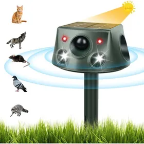 Meilleurs prix pour Répulsif Ultrason Extérieur Solaire -  - 6 Modes Réglables USB/IP66 - Anti Chats Chiens Rongeurs - Étanche LED