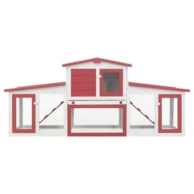 Comparer les prix de Bon plan Clapier Lapins Petit enclos - JILI HOT - Clapier large dextérieur - Rouge et blanc 204x45x85cm Bois - Pour Jardin
