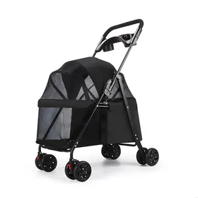 Meilleurs prix pour Poussette pliable pour animaux à 4 roues porte-gobelet et fenêtre de visibilité pour chiens de petite et moyenne taille