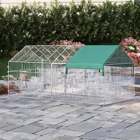 Meilleurs prix pour Grand enclos extérieur pliable pour petits animaux avec toit acier vert sauge 220x103x103 cm