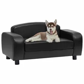 Meilleurs prix pour Canapé pour chien en similicuir - vidaXL - 80x50x40 cm - Noir - Housse de coussin lavable - Antidérapant