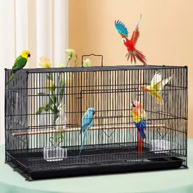Meilleurs prix pour QUIIENCLEE Cage à oiseaux noire-GB/343 Fil d'acier à faible teneur en carbone-Cage à oiseaux petite et moyenne-75.5*45*45cm