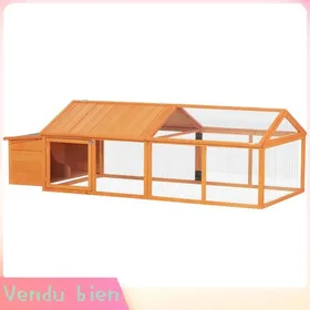 Meilleurs prix pour LIA Poulailler pour poules cage à poule avec nichoir porte et toit ouvrable pour 4 et 8 poules 240 x 1125 x 76 cm orange