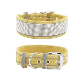 Meilleurs prix pour Collier pour animaux de compagnie colliers pour chiens en strass avec collier réglable réfléchissantM (jaune)