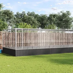 Comparer les prix de Volière avec extension - vidaXL - 1139x307x212 cm - Argenté et anthracite - Acier galvanisé - Grille 127x127 mm