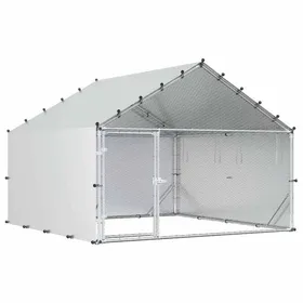 Comparer les prix de Poulailler avec toit Argenté - vidaXL - acier galvanisé - 200x200x150 cm - Résistance aux intempéries 4681648533