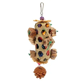 Comparer les prix de Jouets à mâcher pour perroquets panier en bambou tissé résistant aux morsures jouet à mâcher pour perroquets avec pomme de pin