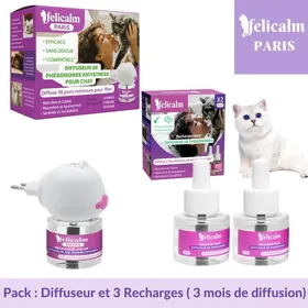 Comparer les prix de Pack Felicalm – Diffuseur + 3 recharges de phéromones pour chats – 3 mois de diffusion apaisante