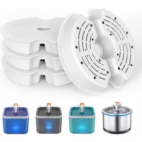 Comparer les prix de Lot de 4 Filtres pour Fontaine à Eau 2L - Filtration 3 Étapes pour Chat/Chien - Compatible avec la Plupart des Modèles