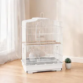 Comparer les prix de Cage acier et bois clean white pour petits oiseaux – design vintage 465 x 36 x 59 cm